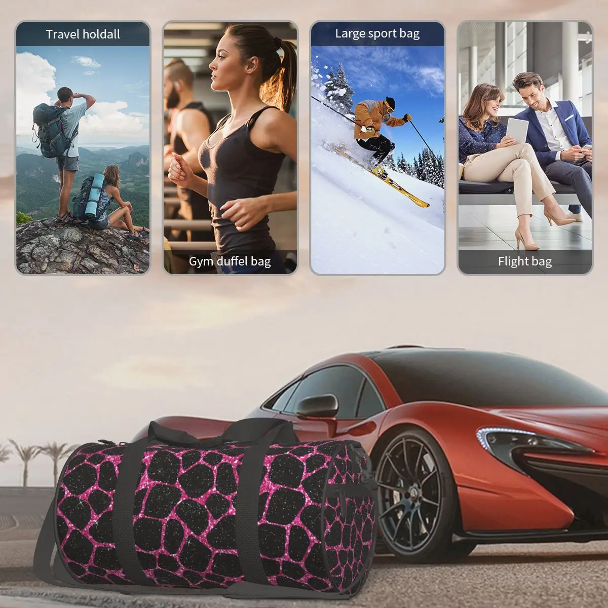 Розовые и черные спортивные сумки с жирафом чемодан животным принтом сумка для