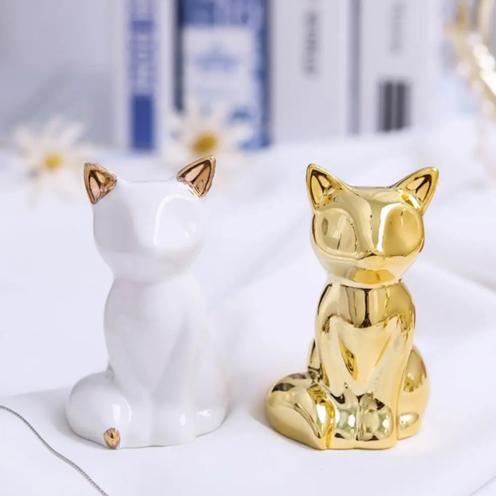 

Ceramic Cute Animal Statue Creative Rabbit Elephant Shape Mirror Polish Decorative Shatterproof Figurine Desktop Mini Statue