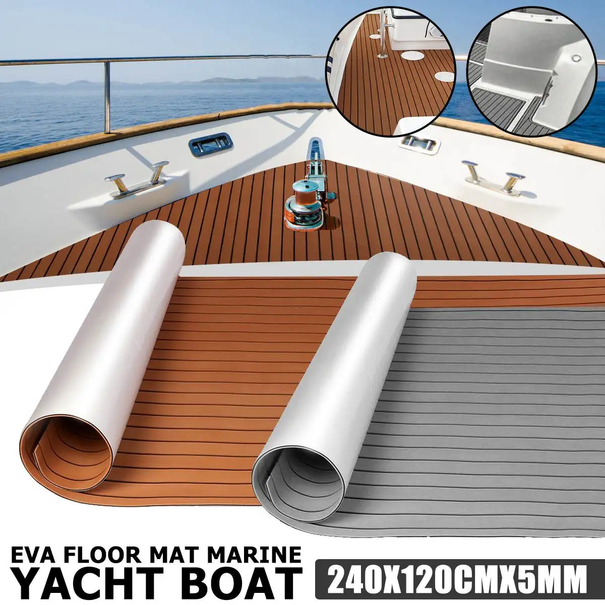

2400x1200x5mm Self-Adhesive EVA Foam Boat Yacht RV Caravan Marine Flooring Faux Teak Boat Decking Sheet Floor Decor Mat