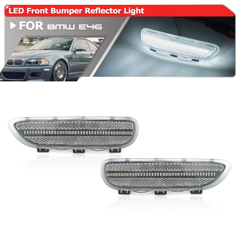 

White Led Front Bumper Reflector Lights For BMW 3Series E46 M3 2Dr Coupe Convertible Auto Fender Flare Side Marker Signal Lamp
