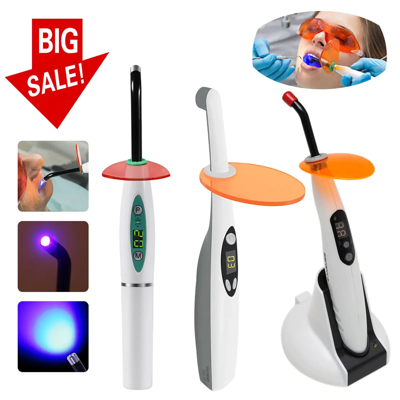 3-х типов стоматологических беспроводных светодиодных ламп для отверждения