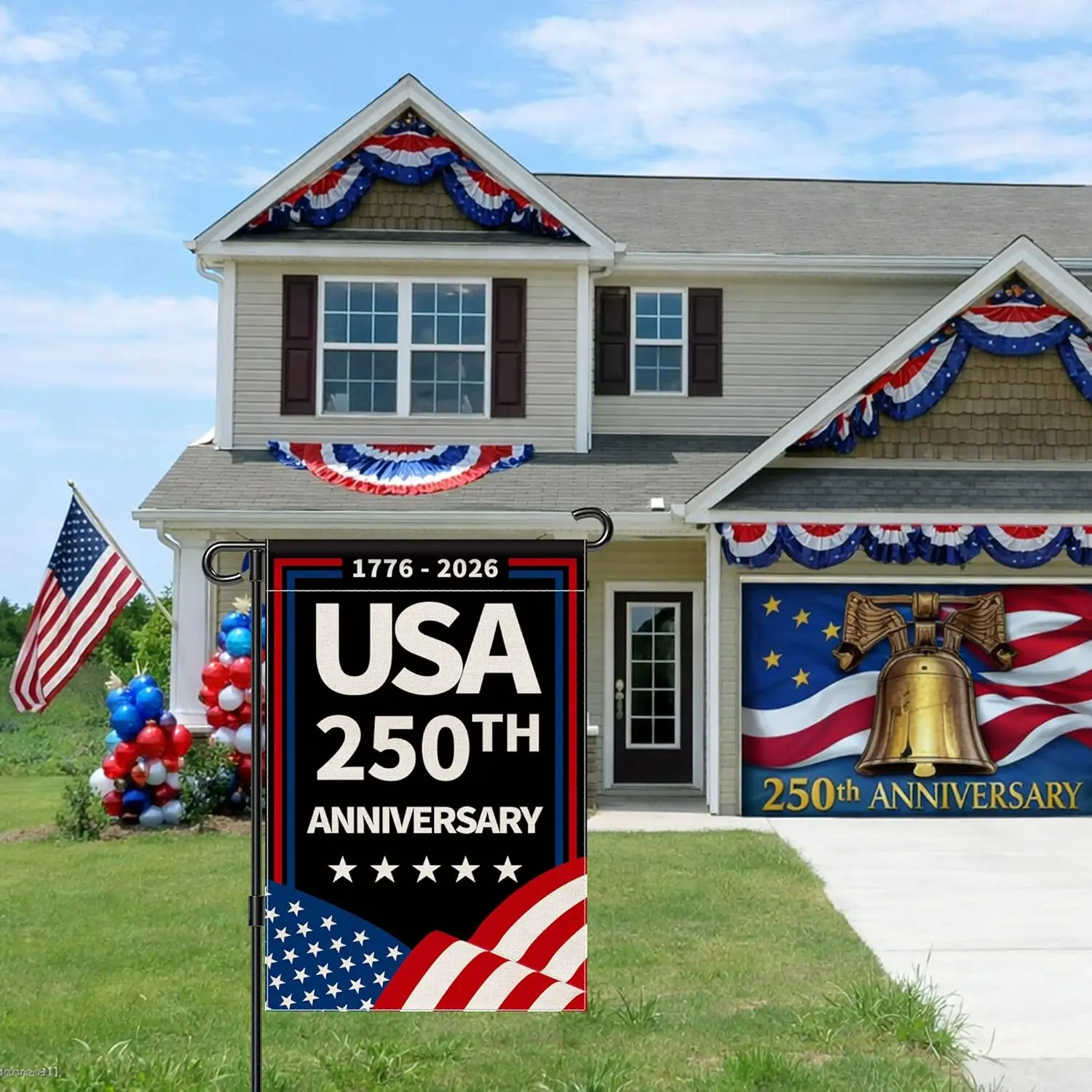 Фото Флаг США для сада, 250-летие, баннер ко Дню независимости, патриотический флаг свободы, двусторонний водонепроницаемый флаг для двора, 1 YYX №2