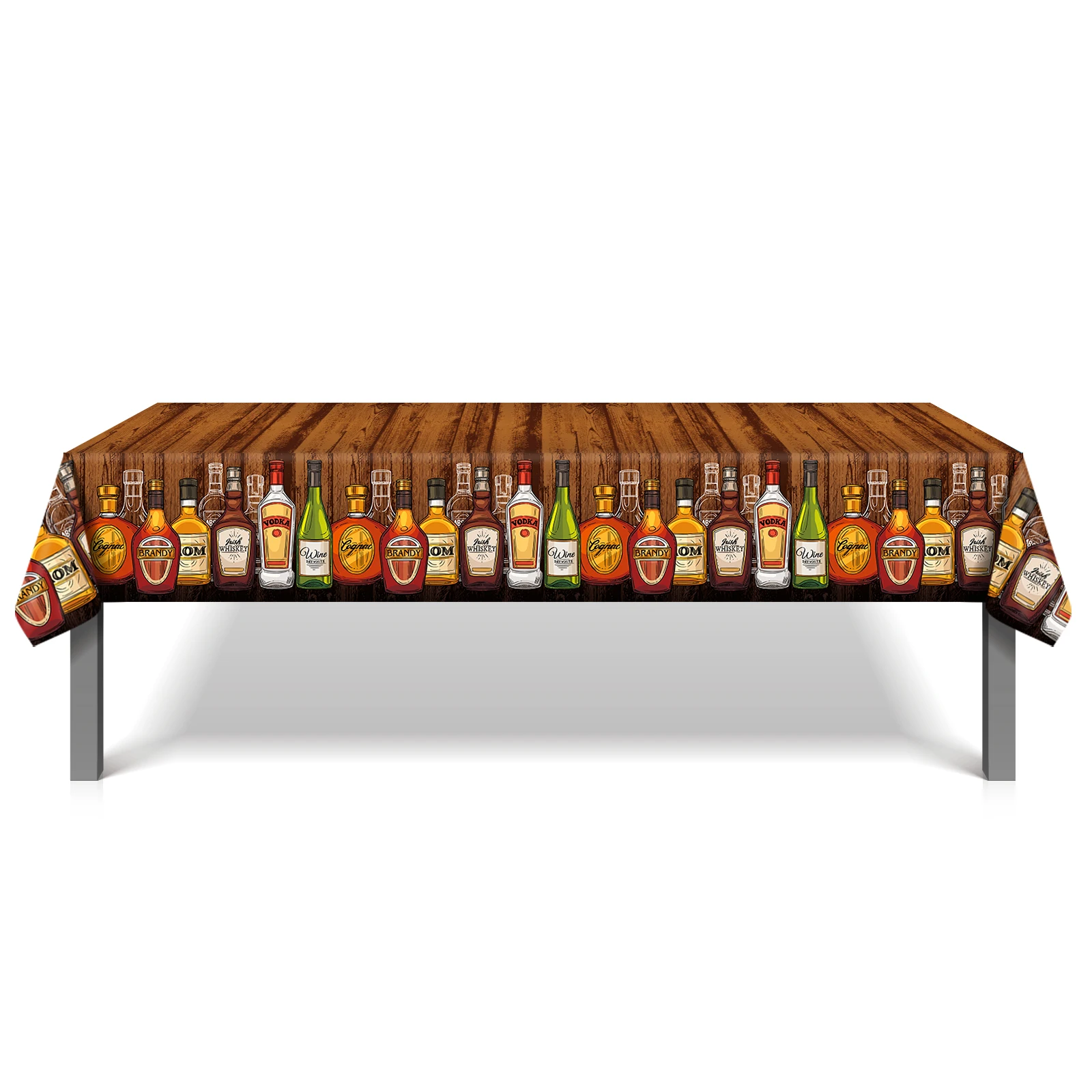 

130x220cm Party Table Cover Supplies Wood Whiskey Wine Pub Club Birthday Party Home Picnic Camping Tablecloth Decoration Favor