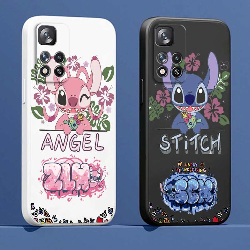 

Lilo Stitch Disney Anime Cute Liquid Rope Phone Case For Xiaomi Redmi Note 12 11 11S 11T 10S 10 9S 9T 9 Pro Speed Plus 5G Cover