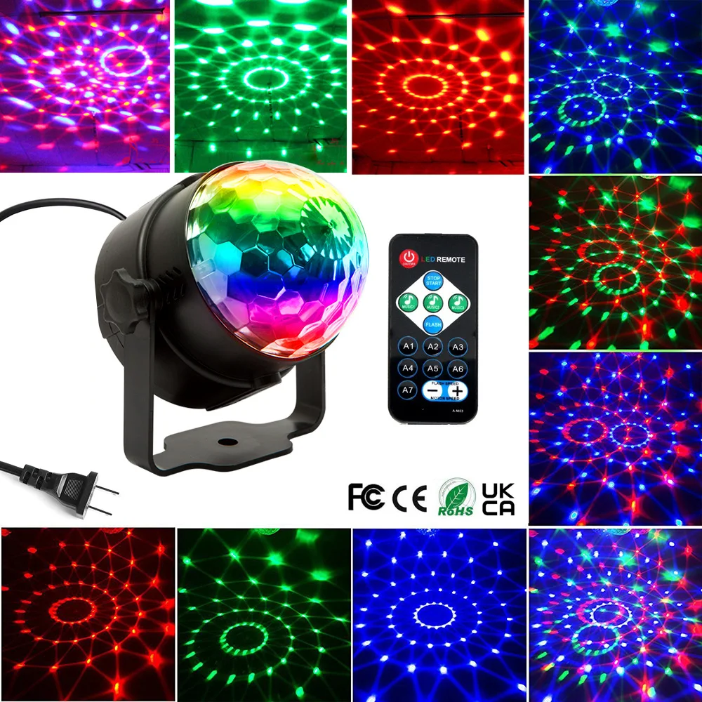 Crystal Magic LED Ball Light USB Colorful Rotating Stage Laser Lamp KTV Stage Lamps with Remote Christmas Decoration