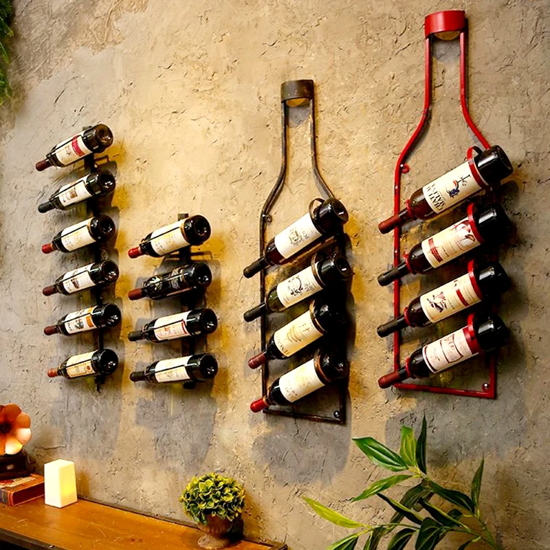 

American Vintage Industrial Wind Wall Decoration Wine Rack Wall Hanging Iron Art Wine Bottle Decoration Bar Restaurant Hanging