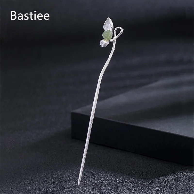 

Bastiee S925 Silver Hairpin Simple Lotus Leaf Coil Hair Accessories Female Antique Hanfu Clothing Accesorios Para El Cabello