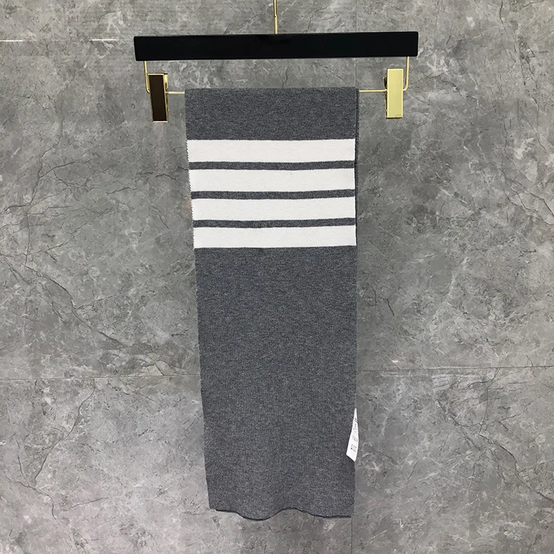 Трендовый классический полосатый вязаный зимний теплый Модный корейский