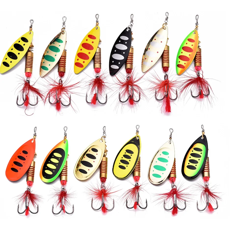 

NEOPLUS Spinner Bait 6.5g 10g 13g Hard Spoon Lures Metal Fishing Lure With Feather Treble Hook Fishing Tackle Bass Fishing