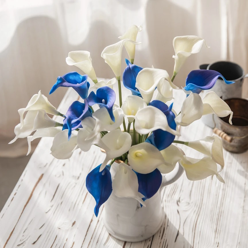 

34cm Calla Lily Fake Flowers Wedding Bouquet Artificial Flowers Home Garden Office Wedding Bouquet Party Centerpieces Decoration