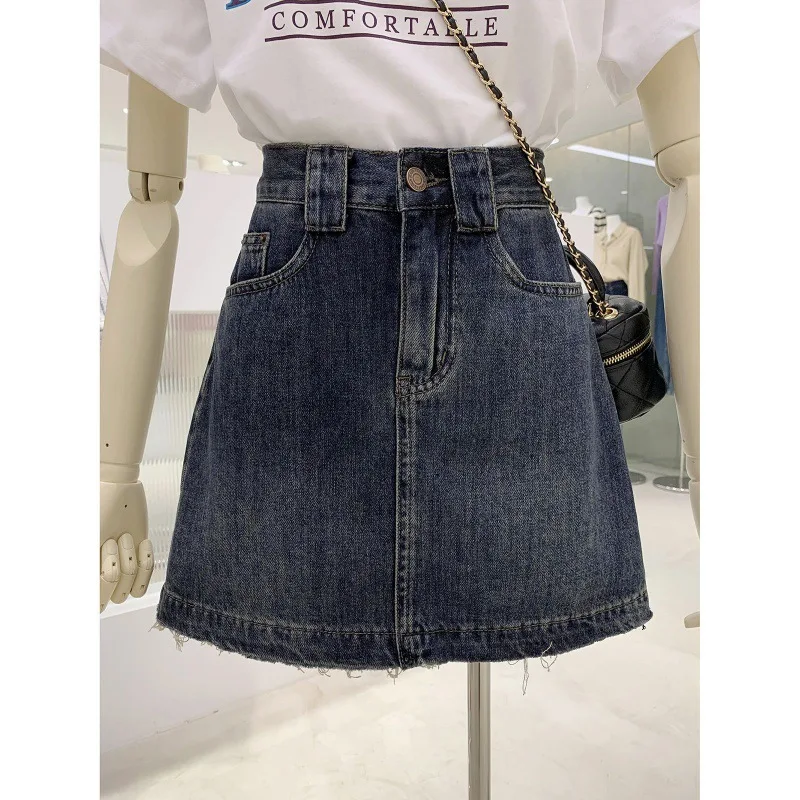 Spring 2023 New Fashion New Summer Women High Waist Button Wigh Leg Jeans Shorts Casual Female Loose Fit Blue Denim Shorts