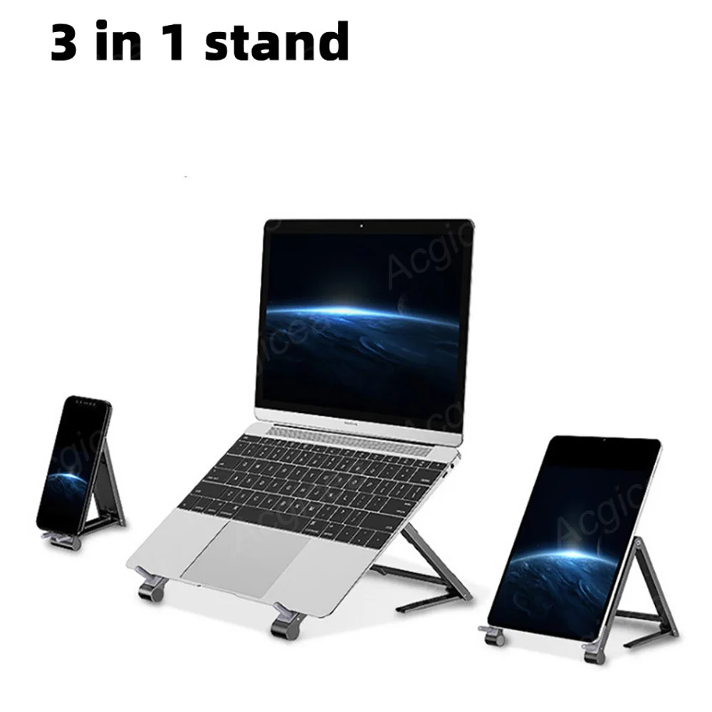 Supporto per Laptop 3 in 1 supporto per Tablet Desktop pieghevole per iPhone Samsung Xiaomi iPad supporto universale antiscivolo per cellulare
