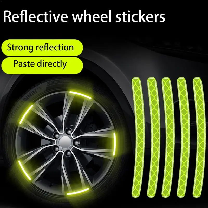 

20pcs Car Wheel Hub Reflective Sticker Tire Rim Luminous Sticker Safety Reflective Strip For Car Motorcycle Wheels Cycling Bike