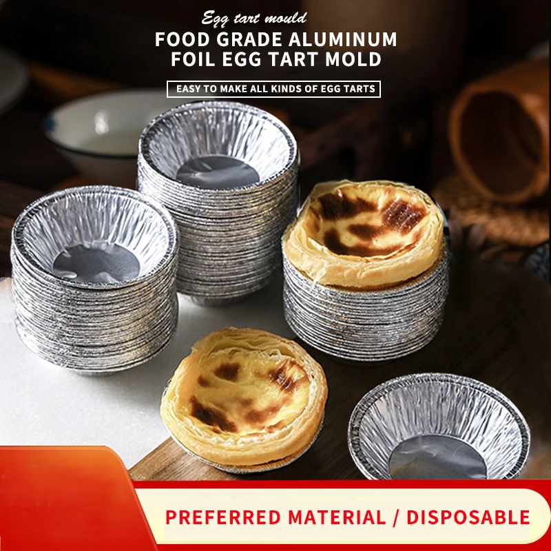 

Disposable tinfoil egg tart bottom support food grade high-quality aluminum foil safe and odorless100pieces of cake pudding mold