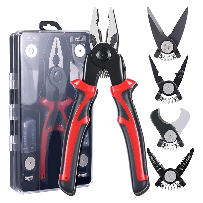 

5-PCS Plier Tool Set 5 In 1 Versatile Tool Kit Metal With Linesman Plier, Wire Stripper, Crimping Tools, Sheet Metal Shear