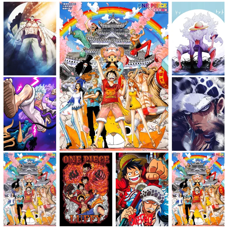 

Classic Oil Painting One Piece Anime Figure Luffy Nami Mural Decoration Picture Wall Art for Children Birthday Surprises 40x50cm