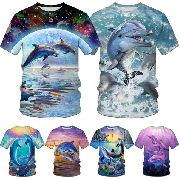 

Women's/men's Fashion Summer Casual Short Sleeve Cute Dolphin 3d Printed Funny T-shirt