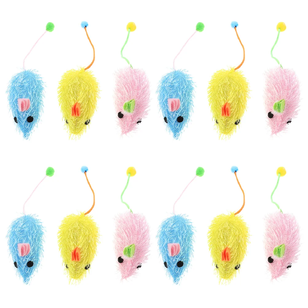 

12 Pcs Mouse Cat Toy Pet Stuff Scratching Plaything Chew Indoor Mice Toys Plush Chewing Treat Small Portable Kitten