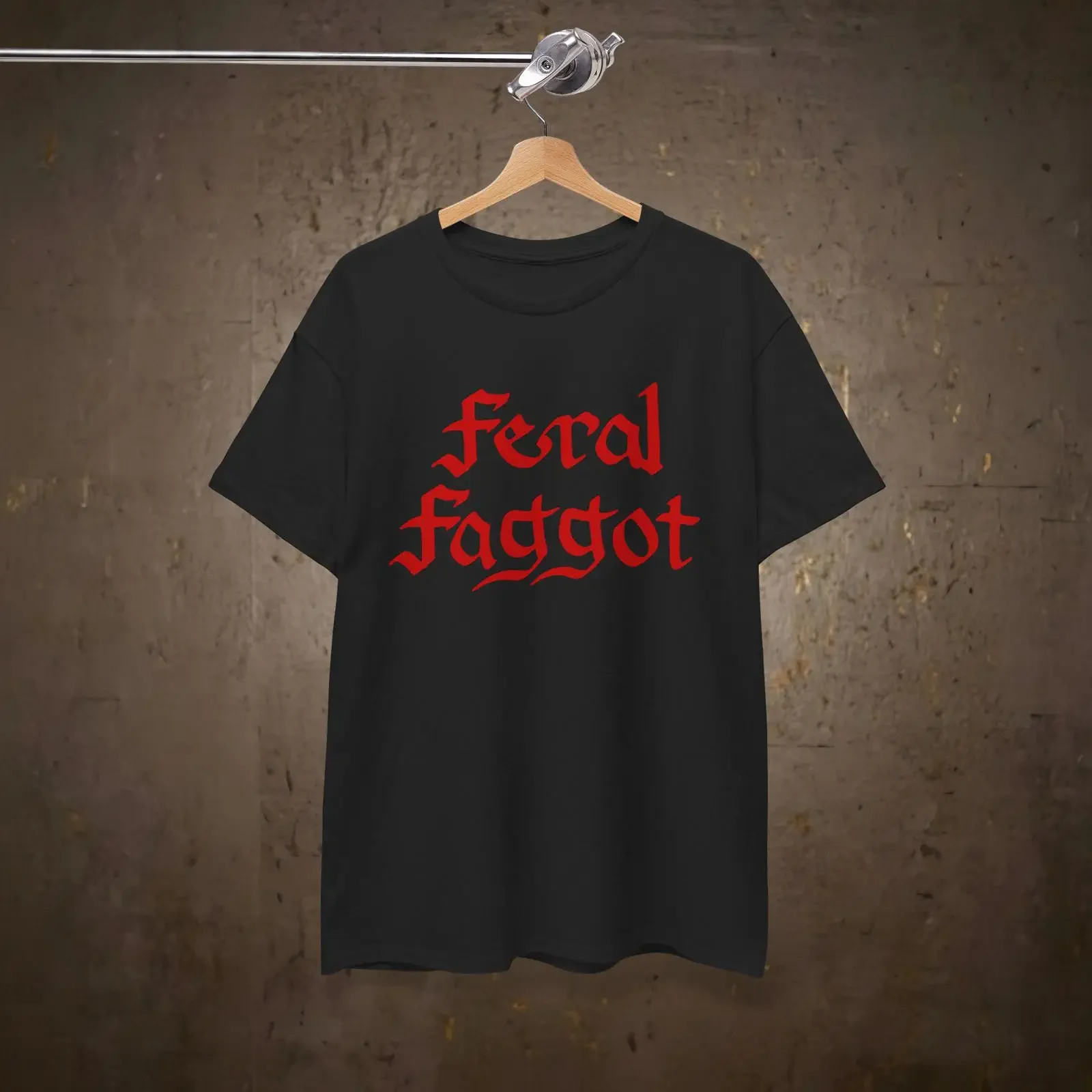 Фото Футболка Feral FagoT винтажная, с эффектом потертости, эластичная, модная, стильная, с легким принтом, дышащая, мягкая, универсальная. №1