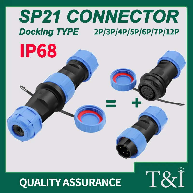 

IP68 SP21 Connector Docking Type Waterproof Male and Female Butt Aviation Socket 2/3/4/5/6/7/9/12 Pins Plugs for Industrial Use