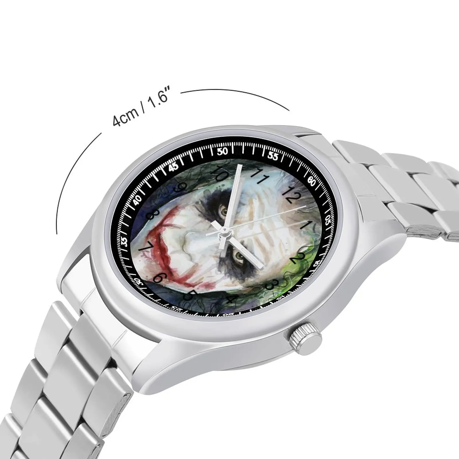 Кварцевые часы клоун акварельные спортивные унисекс наручные из нержавеющей