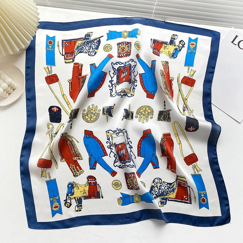 

2022 Design Fashion Square Silk Scarf Women Hairband Printed Small Satin Shawls Foulard Neckerchief Female Headbands Bandana
