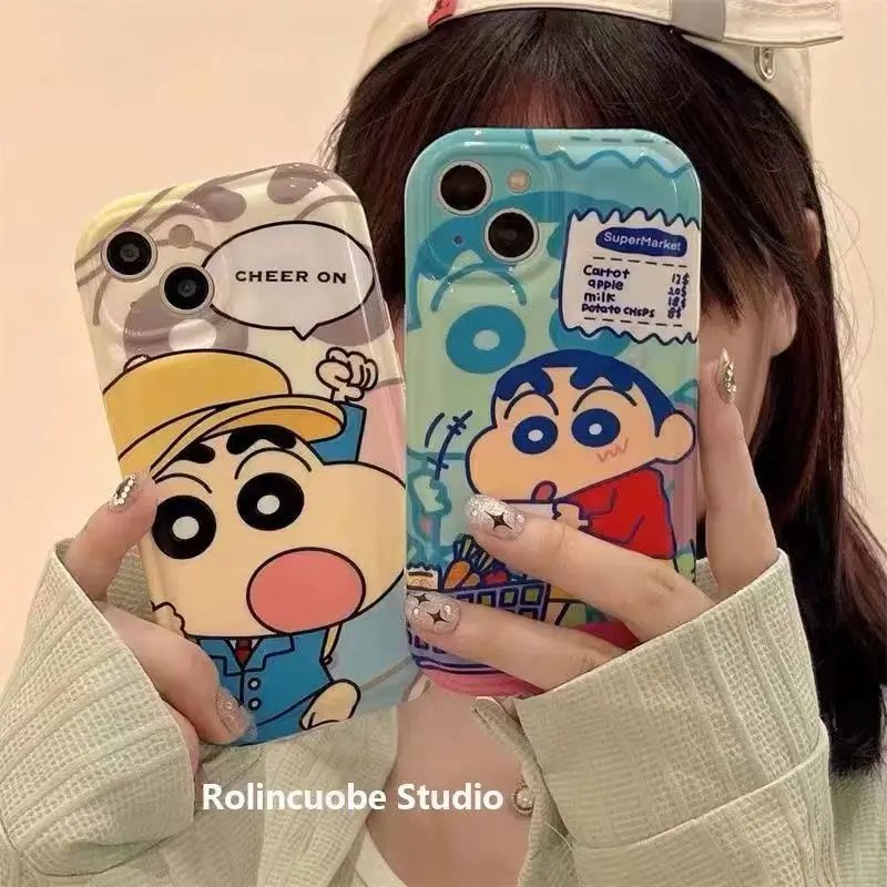 

Kawaii Cartoon Crayon Shin-Chan Small New Airbag Apple 12 Iphone11/13Promax Anti Drop 6S 7/8Plus Xr Phone Case Full Package