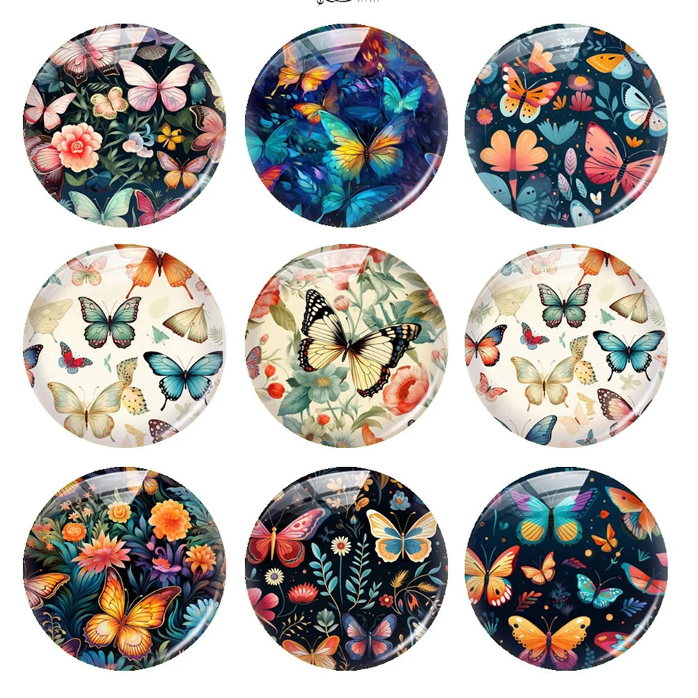 

Handmade Butterfly Flower Photo Glass Cabochon Flatback Charms Demo Flat Back Cameo For Diy Jewelry Making Finding Accessories