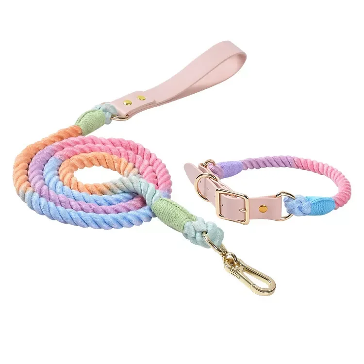 

2023 Colorful pu Leather dog Collars Pet Dog Leash Lead For Small Medium Large Dogs Pitbull Bulldog Pugs Beagle Outdoor Walking