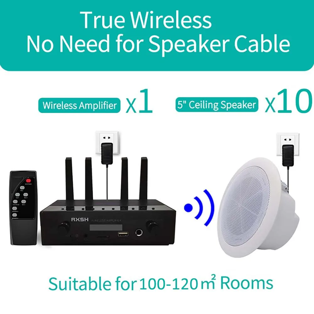 

10W PA System Home Wireless Ceiling Speaker HiFi Stereo Sound Background Music Full Range Loudspeaker for Kitchen Shop Amplifier