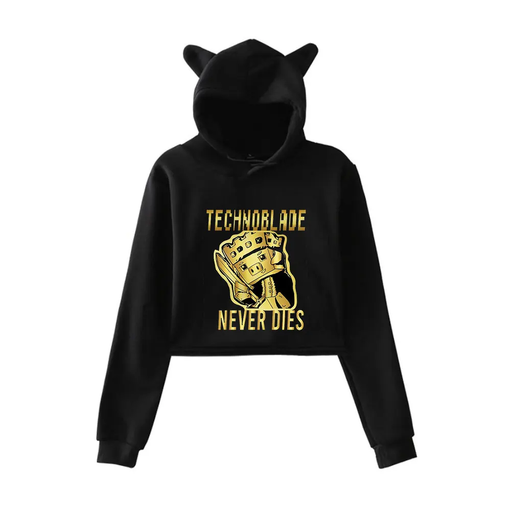 

2022new technoblade Merch Hoodies Sweatshirts for Girls Cat Ear Crop Top Hoodie Youth Streetwear technoblade Merch Famous Brand