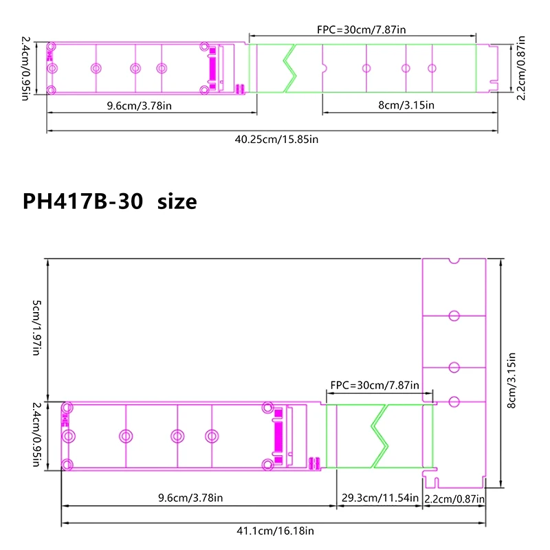 Двойной протокол PCIE4.0 M.2 M Key NVME Удлинительный кабель Riser Card SSD-адаптер для 2230 2242 2260