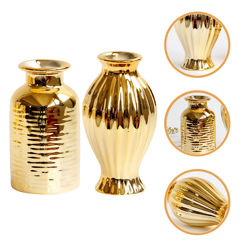 

2 Pcs Vase Modern Nordic Vase Water Vase Mini Flower Vase Nordic Decor Small Golden Vase Bulk Short Vase