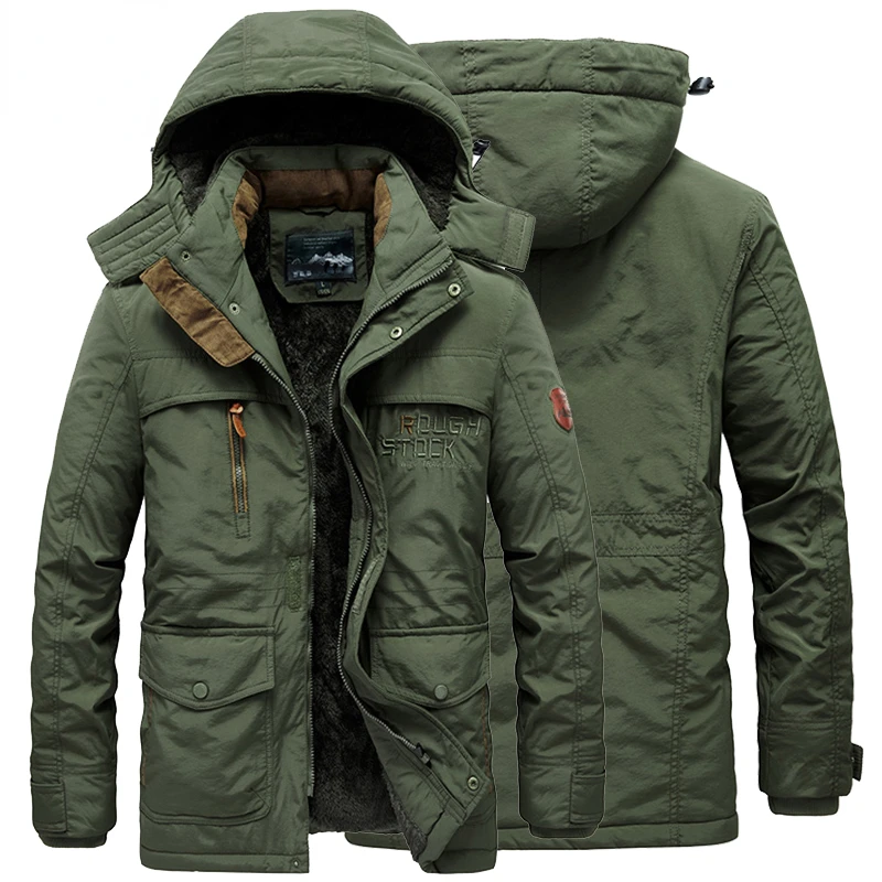 Men Winter Jacket Thicken Fleece Jackets Male Streetwear Windbreaker Parkas Coat Detachable Hoodies Cotton-padded Man Clothing