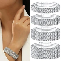 458 rows fashion crystal stretch rhinestone shine bracelets for women couple girlsfriend bangles wristband wedding bridal gift