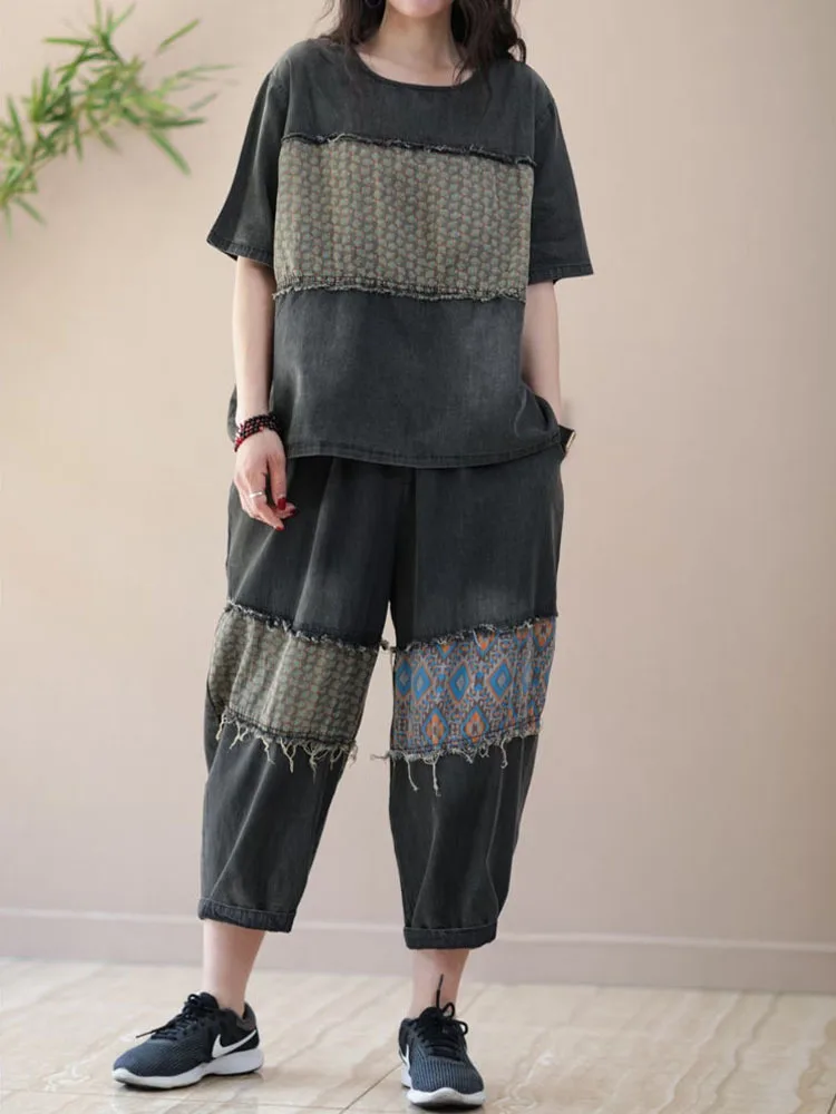 Max LuLu 2023 летние женские роскошные наряды с принтом модные джинсовые комплекты из