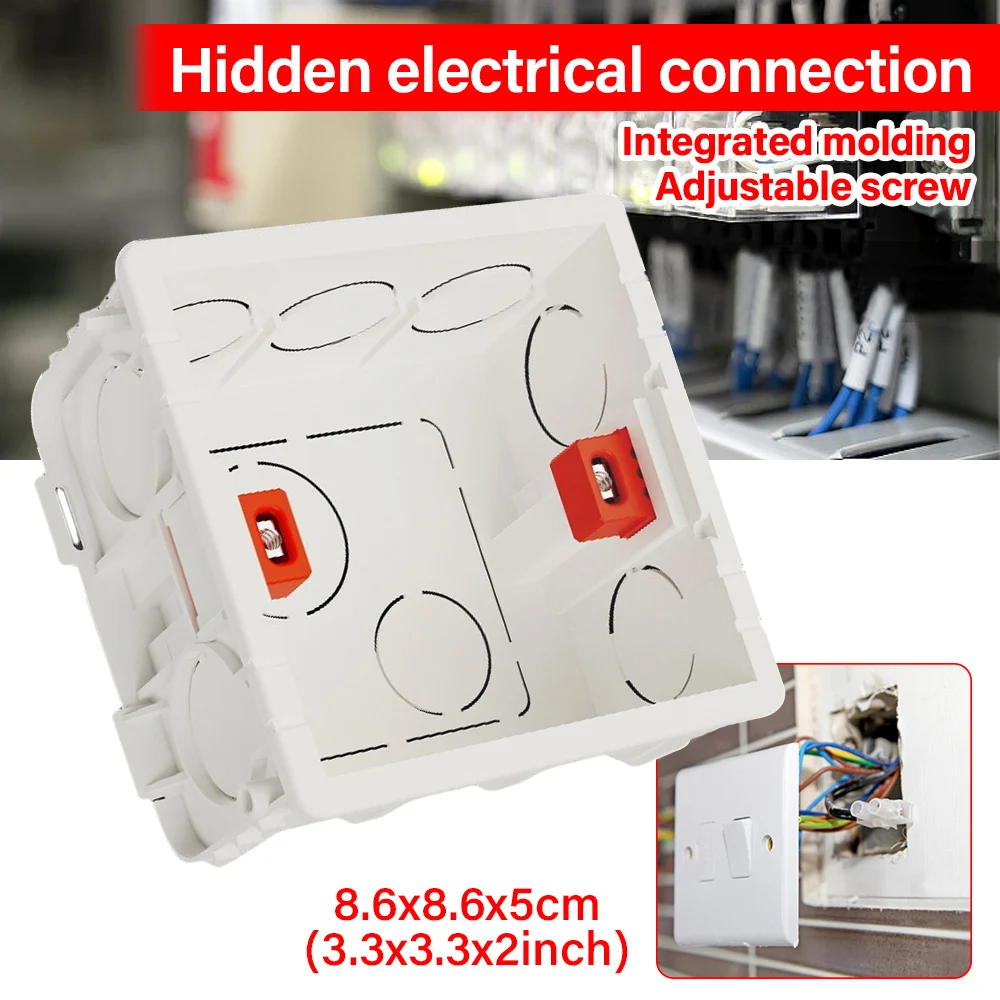Регулируемый монтажный ящик для розетки внутренний хранения 86x86x50 мм настенного