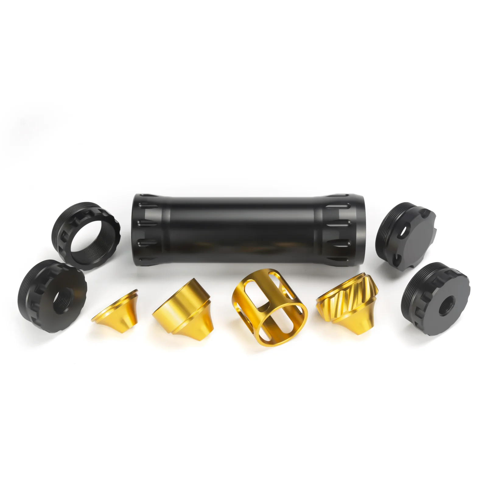 

1.73''OD 6''L Aluminum 1/2x28,5/8x24 Solvent Trap Fuel Filter 6x Spiral Cups Skirtless Cup+1/2x28 or 5/8x24 Adapter+Trilug