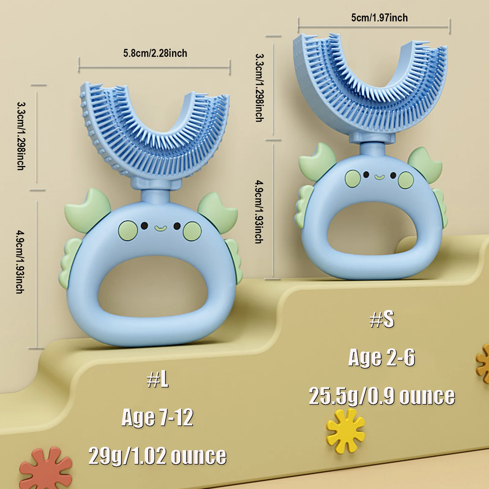 Детская зубная щетка детская U-образная 360 градусов силиконовая для ухода за