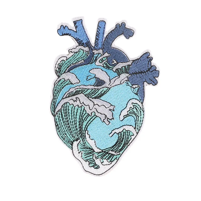 FZdiy Patches for Clothing Red Heart Thermoadhesive Patch Iron on Embroidery Punk Applique Clothes |