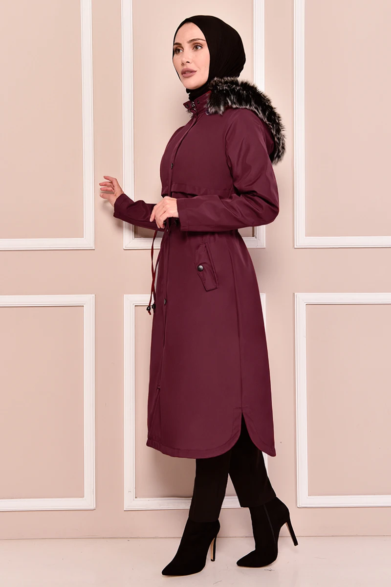 

Kapüşonlu Kaban Bordo EMO4226