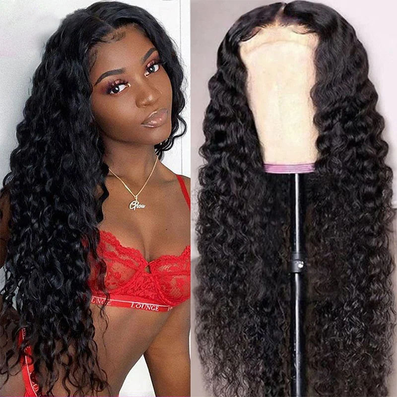 Cranberry Curly Lace Front Human Hair Wigs T Part Lace Frontal Wigs for Women Human Hair Remy Brazilian Glueless Water Deep Wave
