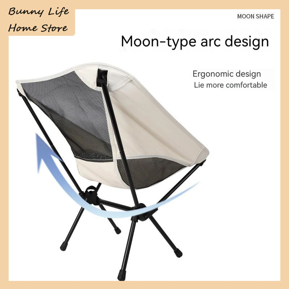 

Simple Outdoor Net Backrest Breathable Portable Folding Moon Chair Fishing Fine Art Painting Chair Beach Picnic Camping Chairs