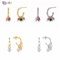colorful crystal dangle earrings 925 sterling silver ear needle stud earrings for women white zircon earrings party jewelry gift
