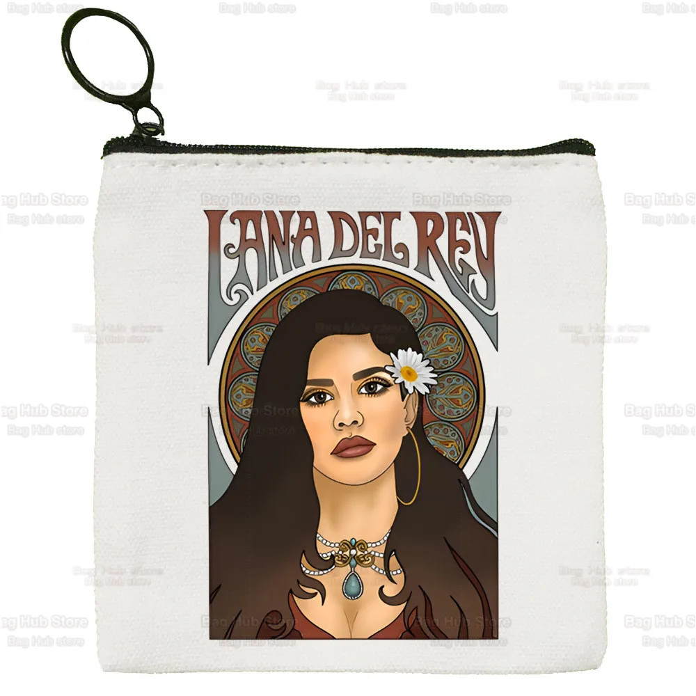 Lana Del Rey Singer Fans Just for Life Canvas Bag Pure White Bag, Zipper Bag Coin Bag Coin Bag Clutch Bag