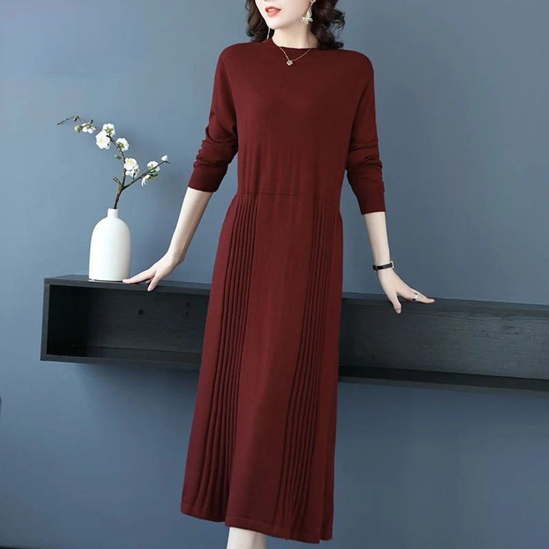 2023 Basic Autumn and Winter Short A-line Thicken Sweater Dress Elegant Knit Dress Women Dress Female Knitting Dress R81