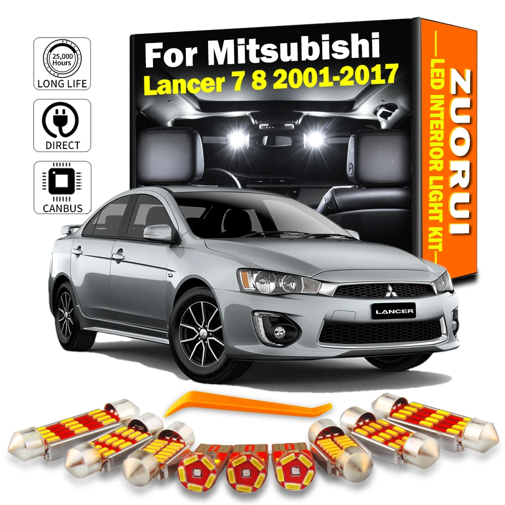

ZUORUI Canbus LED Interior Dome Light Kit For Mitsubishi Lancer 7 8 2001-2012 2013 2014 2015 2016 2017 Car Led Bulbs No Error