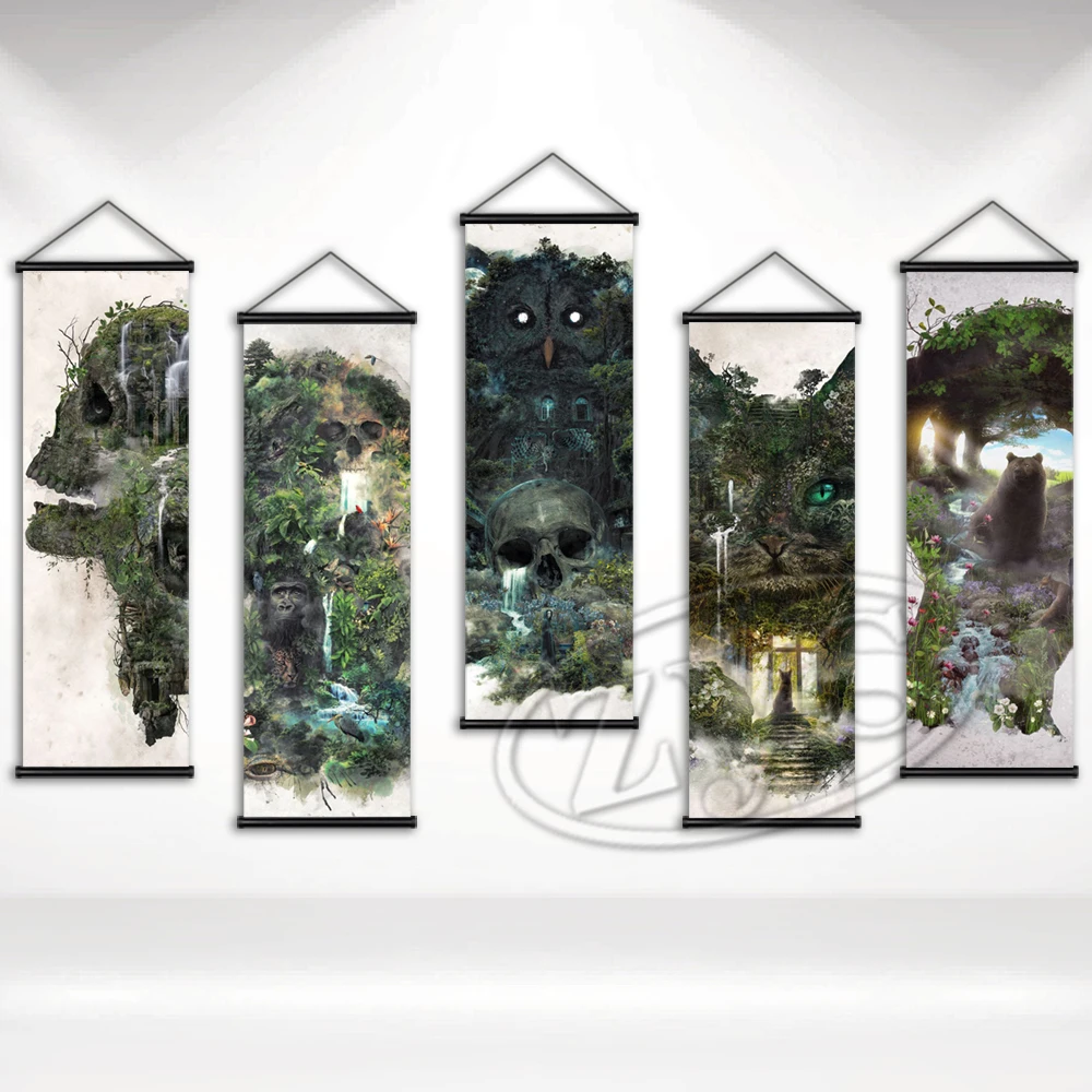 

Wall Artwork Surreal Nature And Animal Canvas Paintings Modular Pictures Poster Hanging Scrolls Home Decoration For Living Room
