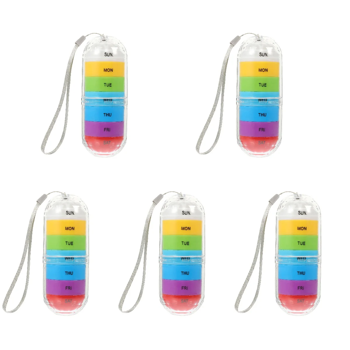 

5pcs Portable Case Container Weekly Organizer Holder Home Storage Case