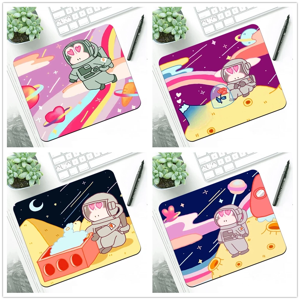 

Cute White Rabbit Computer Mouse-pad Desk Mat Game Laptop Mouse Pad Astronaut Printing Color Pattern Gaming Mouse Keyboard Mat